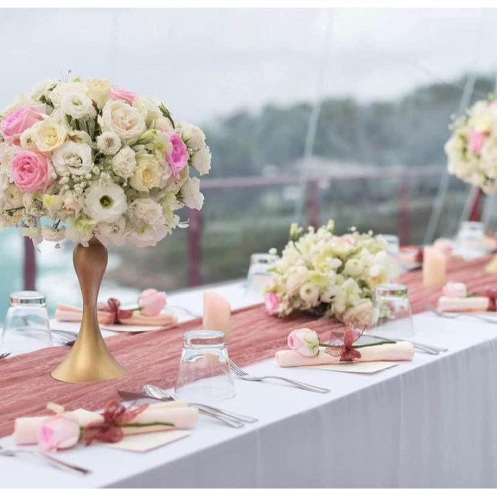 Mauve Pink Cheesecloth Rustic Table Runner 13.3ft Boho Gauze Wedding Tablecloth